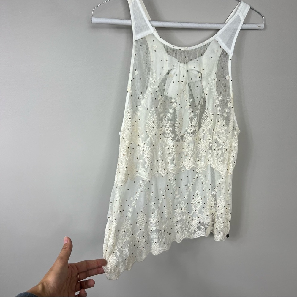 Abercrombie & Fitch sleeveless lace sheer top with bow on the back Sz M
